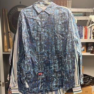Robert Graham Blue and Black Patterned Shirt Jacket